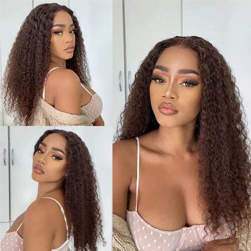 Chocolate Brown Kinky Curly Lace Wig Pre Plucked with Baby H