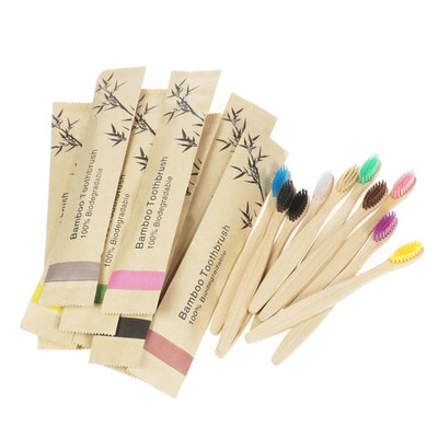 50/100Pcs Bamboo Childrens Soft Bristled Toothbrush is Natu