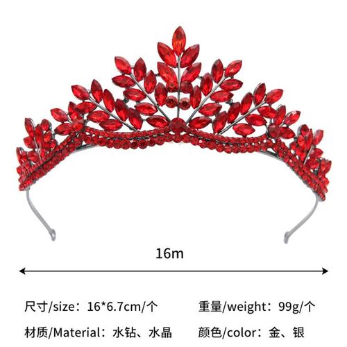 Multi-Color Alloy Crystal Bridal Tiara Black Crown Handmade