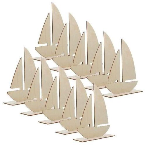 10 Pcs Ocean DIY White Embryo Sailboat Kindergarten Craft