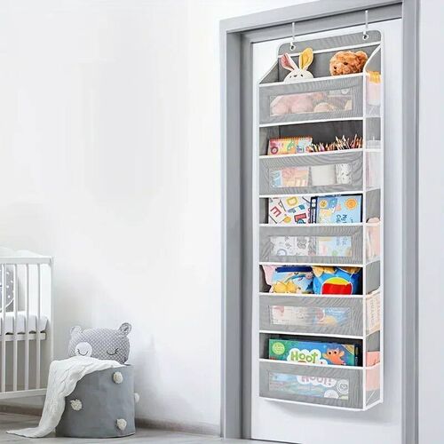5-Shelf Hanging Storage Organizer - Behind Door, Anti-Tilt,