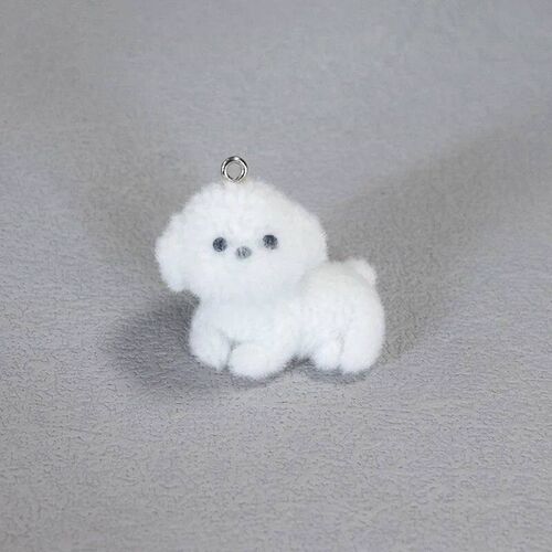 2/4pcs Kawaii Fluffy White Puppy Dog Resin Charms 3d Frise A