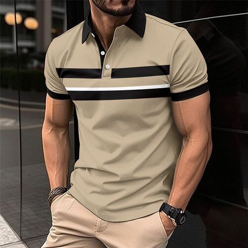 Mens Casual Polo Shirt 2025 Business Digital Print Versatile