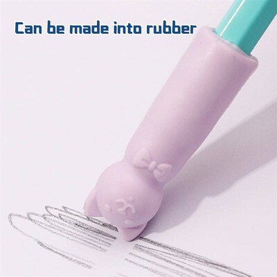 1-20Pcs Cat Erasers Pencil Tip Cap Kawaii Wipe Clean Rubber
