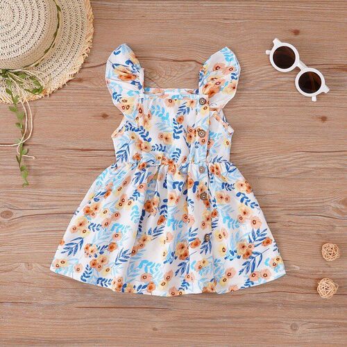 Summer Girls Vest DressFloral Sleeveless Dress for BabiesInf