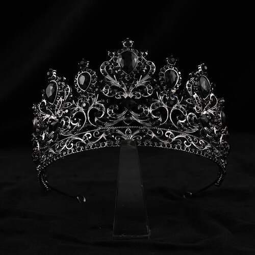 Baroque Vintage Black Crystal Bridal Tiaras Witch Crowns Wom