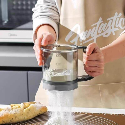 Semi-automatic flour sifter handheld kitchen sieve mesh filt