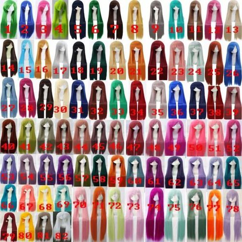 wig cosplay fashion women long Straight hair Red black blue