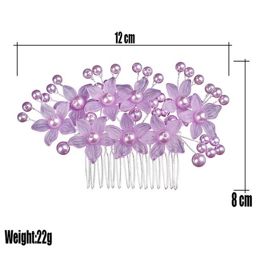 Silver Color Bridal Hair Comb Headdress White Pearl Head Flo