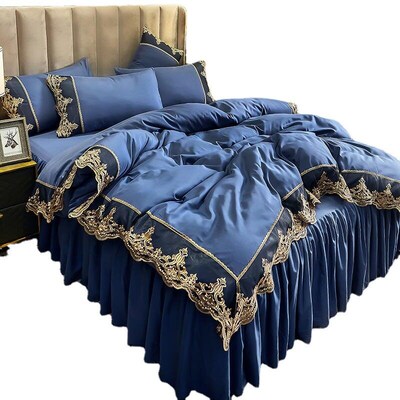 Lace Edge Bed Skirt Bedspread Sanding Four-piece Set 1.5 M 1