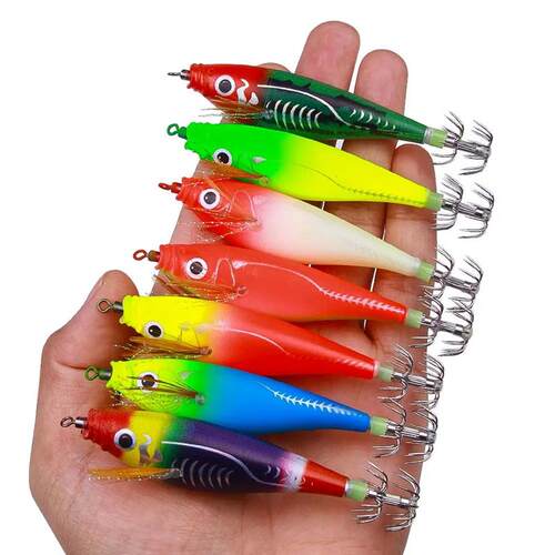 Squid Hooks Fishing Lures Egging Horizontal Wood Shrimp Lumi