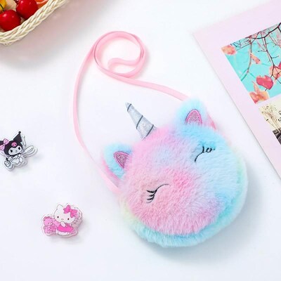 Cute Unicorn Children Shoulder Bag Kids Plush Toys Gradient