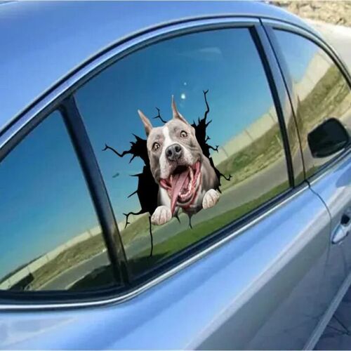Waterproof Car Decals Cute Crack Dog Wall er Glass Window Do