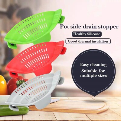 Universal Silicone Clip on Pan Pot Strainer Anti Spill Pasta