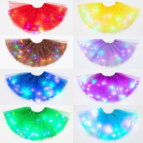 Childrens Sequin Tutu Skirt With Lights Half-length Mesh Pr