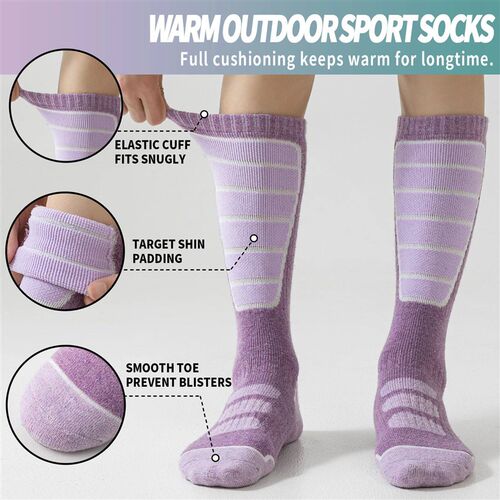 3 Pairs of Merino Wool Ski Socks for Women and Men, Warm Win