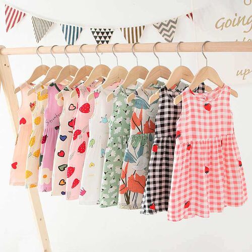Princess vest dress for big children and girls cotton silk d