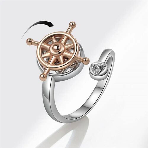 Rudder Anxiety Fidget Stainless Steel Rings for Women Ringe
