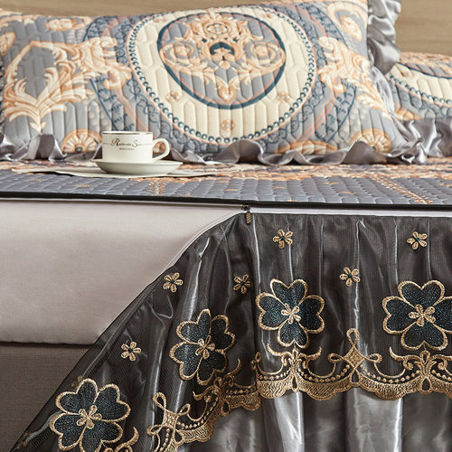 夏季空调冰丝乳胶凉席三件可拆卸床裙罩凉席机洗水洗折叠席