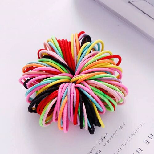 100PCS/Set Girls Colorful Nylon Basic Elastic Hair Bands Kid