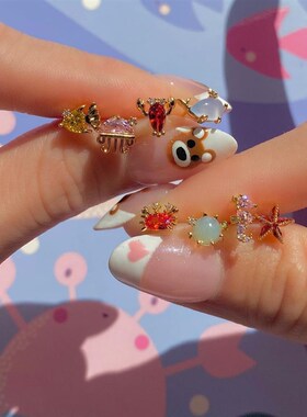 Ins Hot Sale Multicolor Crystal Ocean Animal Charm Pendant&n