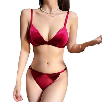 Autumn and Winter Red Life Bra Set Triangle Cup Stainless S