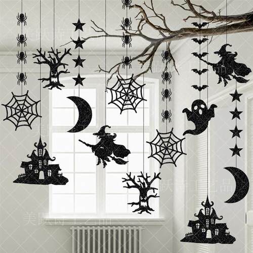 Halloween latte art hanging Spider witch Ghost bat hanging