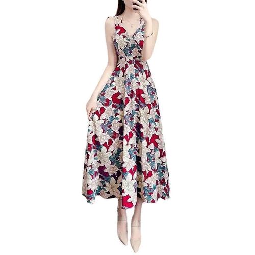 Summer new style floral suspeners temperament backless platy