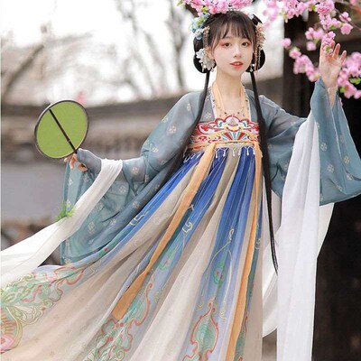 Adult Womens Hanfu Womens Embroidered Chest-length Skirt R