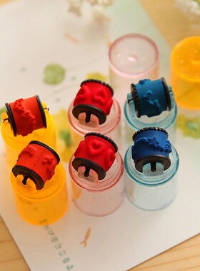 3/6Pcs Baby Colorful Ink Pad Stamp Seal Preschool Funny Toy