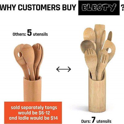 Cooking Utensils Bamboo Kitchen Utensils Set With Holder