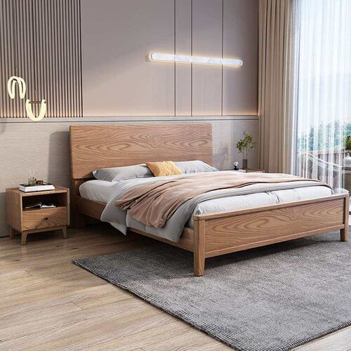 Nordic Solid Wood Bed Master Bedroom 1.8 m Doue Bed Modern S