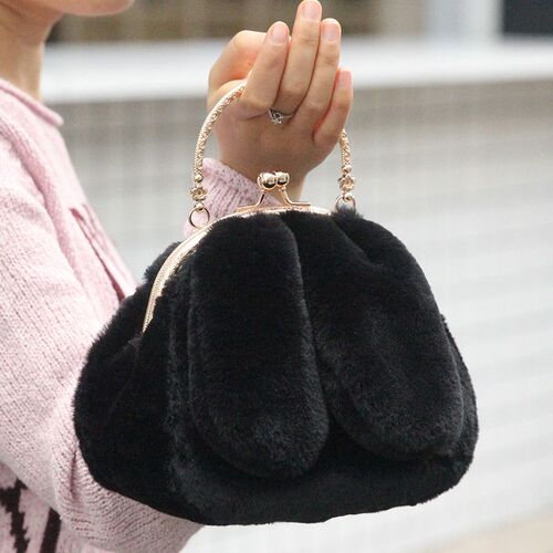 Faux Fur Rabbit Ears Plush Kawaii Round Bag Shoulder Crossbo