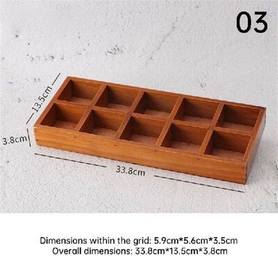 Wooden Storage Box Serving Tray Multi Compartments Divided