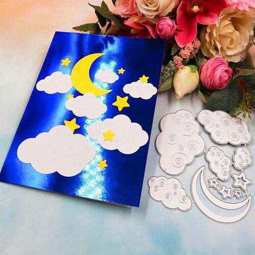 Metal Cutting Dies Night Sky Clouds Stars Moon Decoration