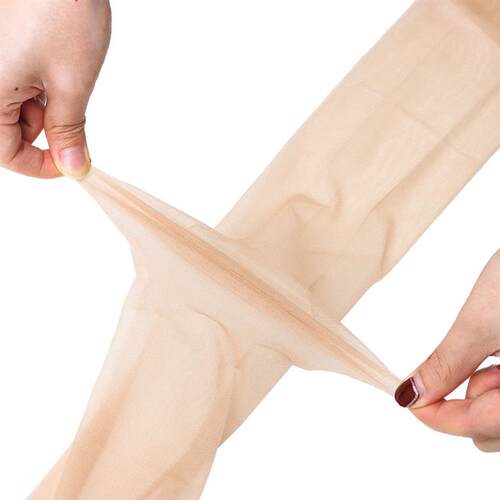 Oversize Hosiery High Knee Black White Red Cuff Tights Rib T