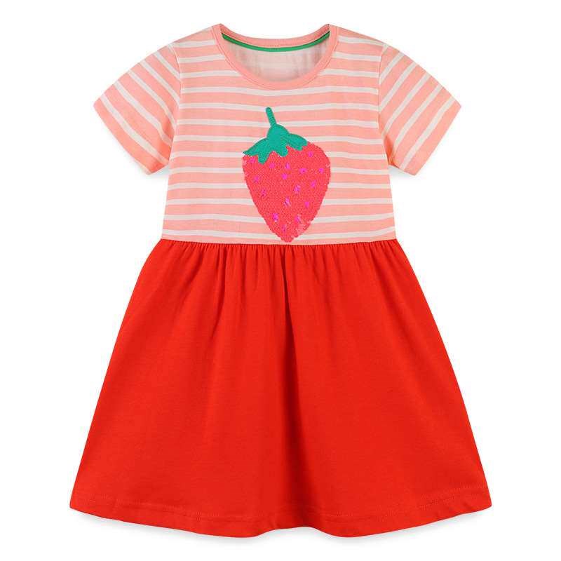 22 Girls Short Sleeve Dress Pd Summer Childrens Dress Knitt图片