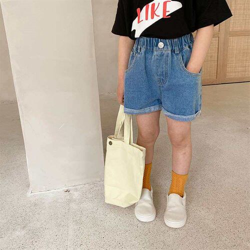 Emo Beibei Girls Curl Denim Shorts Outer Wear Summer New ren