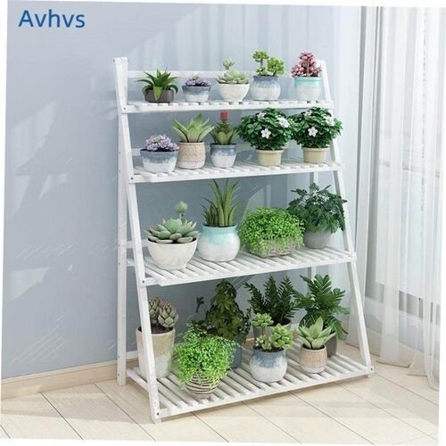 Flower shelf balcony decor wood small plant pot indoor rack1