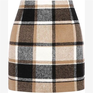tight high mini wool pencil skirt plaid waist 39;s Women&
