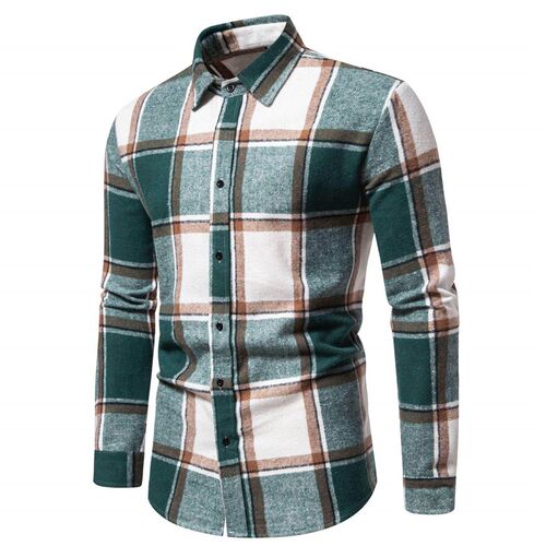 Mens checkered long sleeved shirt with thickened