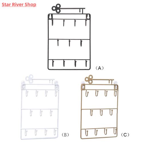 Modern Style Iron Wall Mounted 11 Hangers Hooks Key Holder C