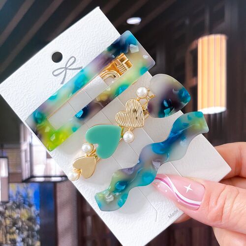 2/3pcs Hairpins Set Geometric Acetate Heart Hair Clips for W