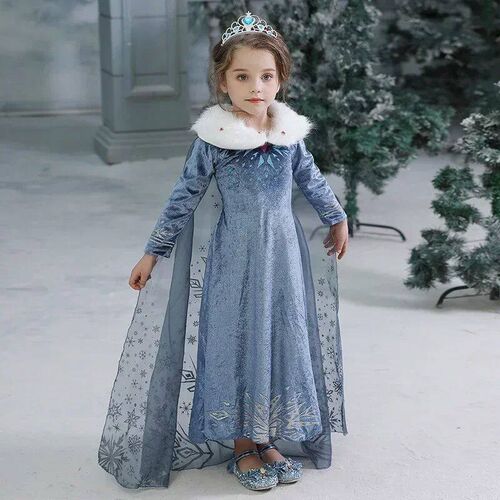 Kid Girl Elsa Costume Halloween Princess Cosplay Party