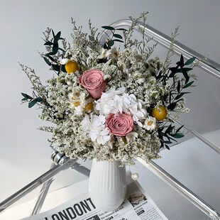 干花花束客厅摆设装饰摆件鲜插高桌面级感真花风干天然树枝永生花