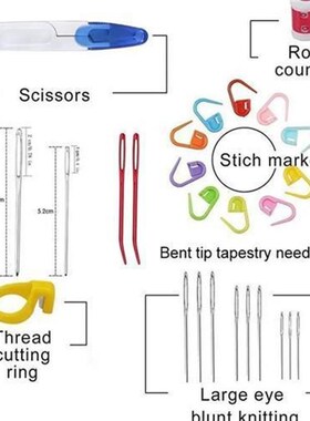 38pcs/setf Crochet Hooks Set Crochet LargeEye Blunt Yarn Wea