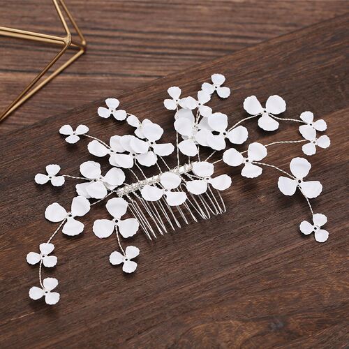 Bridal Hair Accessory Korean White Flower Diamond Hair CombI