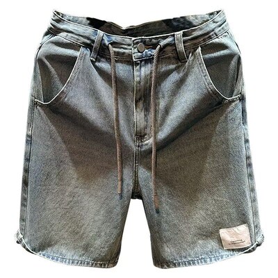 Mens Straight Blue Thin Jeans Ins Daily Wear Shorts Japanes