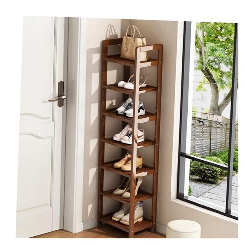 Wooden small shoe rack household multi layer storage shelf
