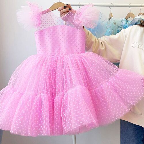 Girls Mesh Tulle Princess Dress For Kids 4-10 Years Wedding